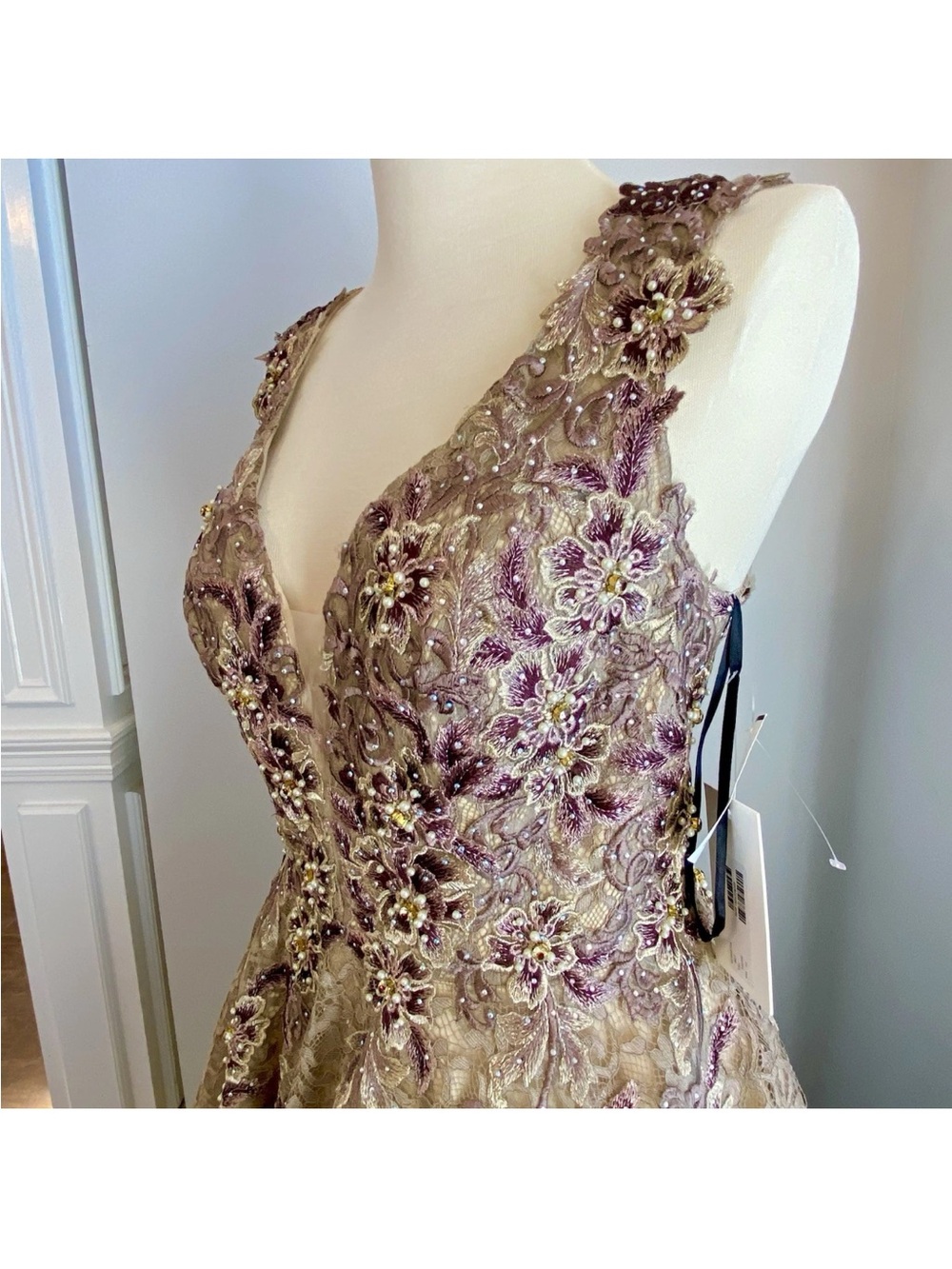 JVN by Jovani Gold Embellished Formal Gown - Picture 4 of 6